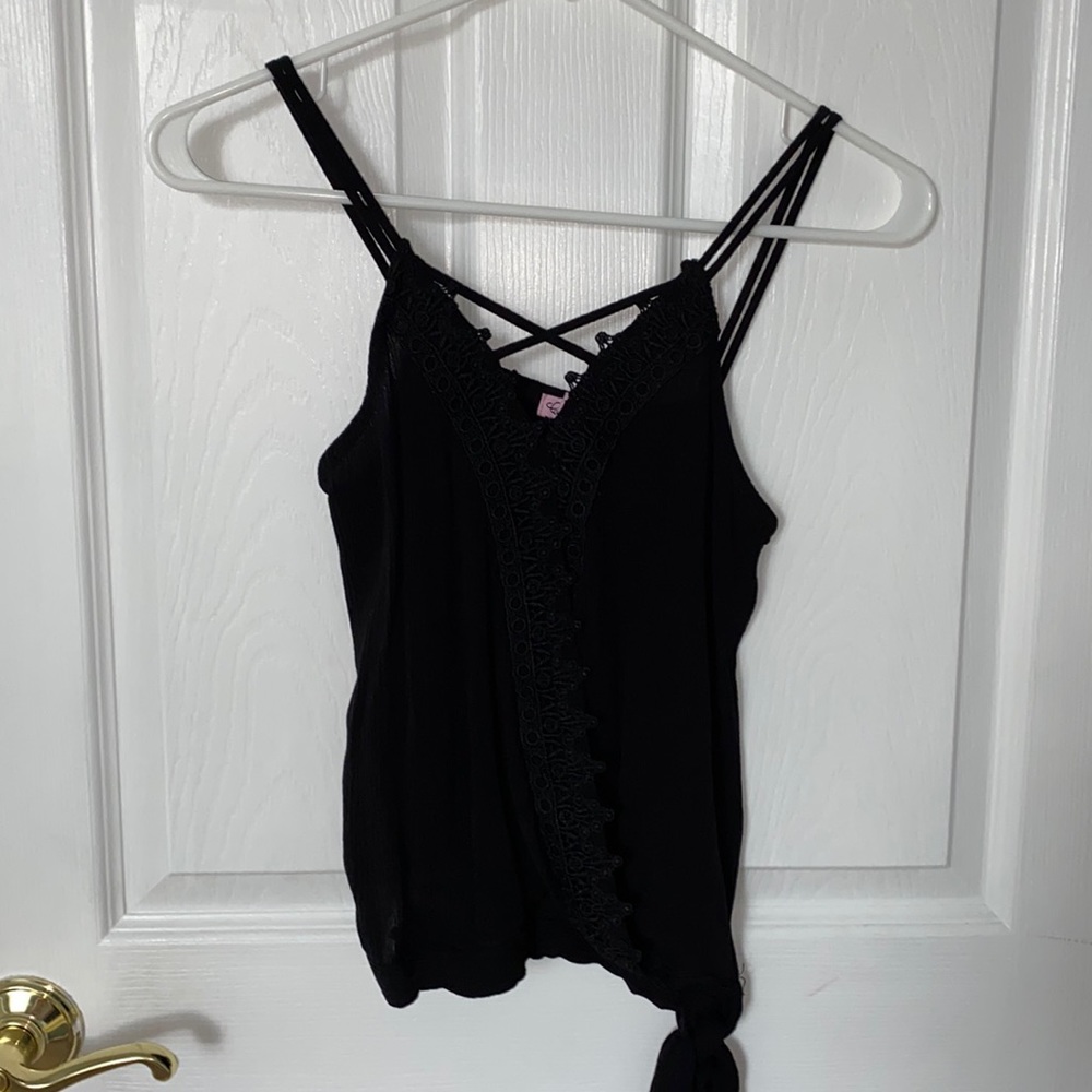 Crave Fame Lace Trim Black Tank Top -Size XS